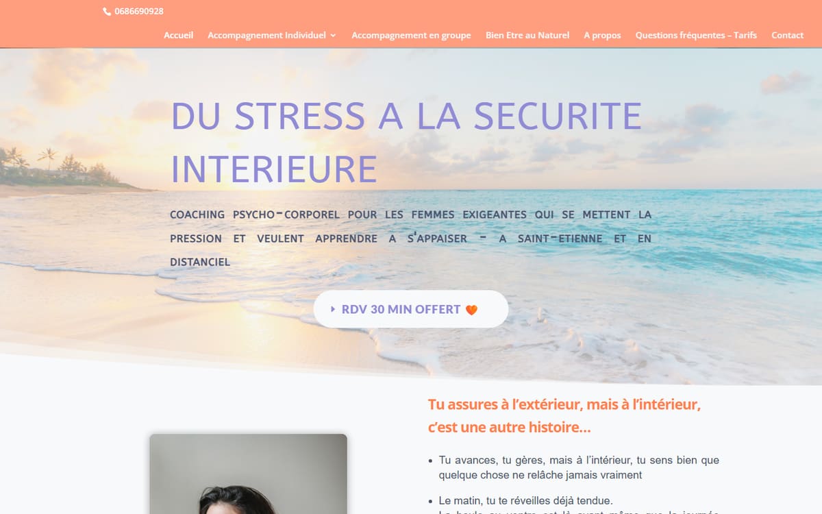 Capture de la page d’accueil du site officiel de Daniela Fillit Coaching Pleine Confiance, Nerf Vague. Therapy Child Inside, Eft