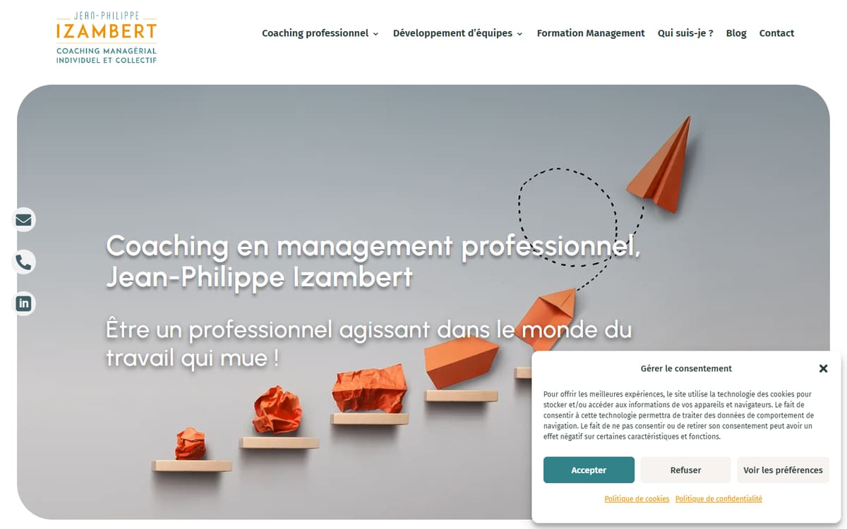 Capture de la page d’accueil du site officiel de Jean-Philippe Izambert