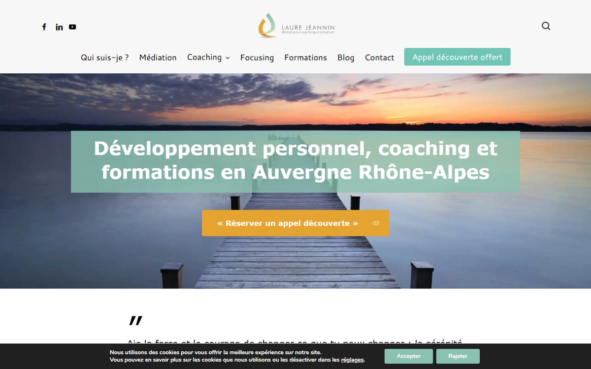 Capture de la page d’accueil du site officiel de Laure Jeannin