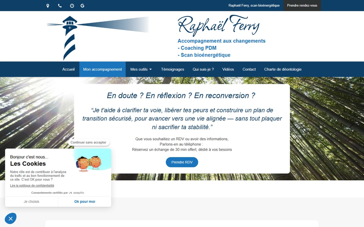 Capture de la page d’accueil du site officiel de Raphaël Ferry