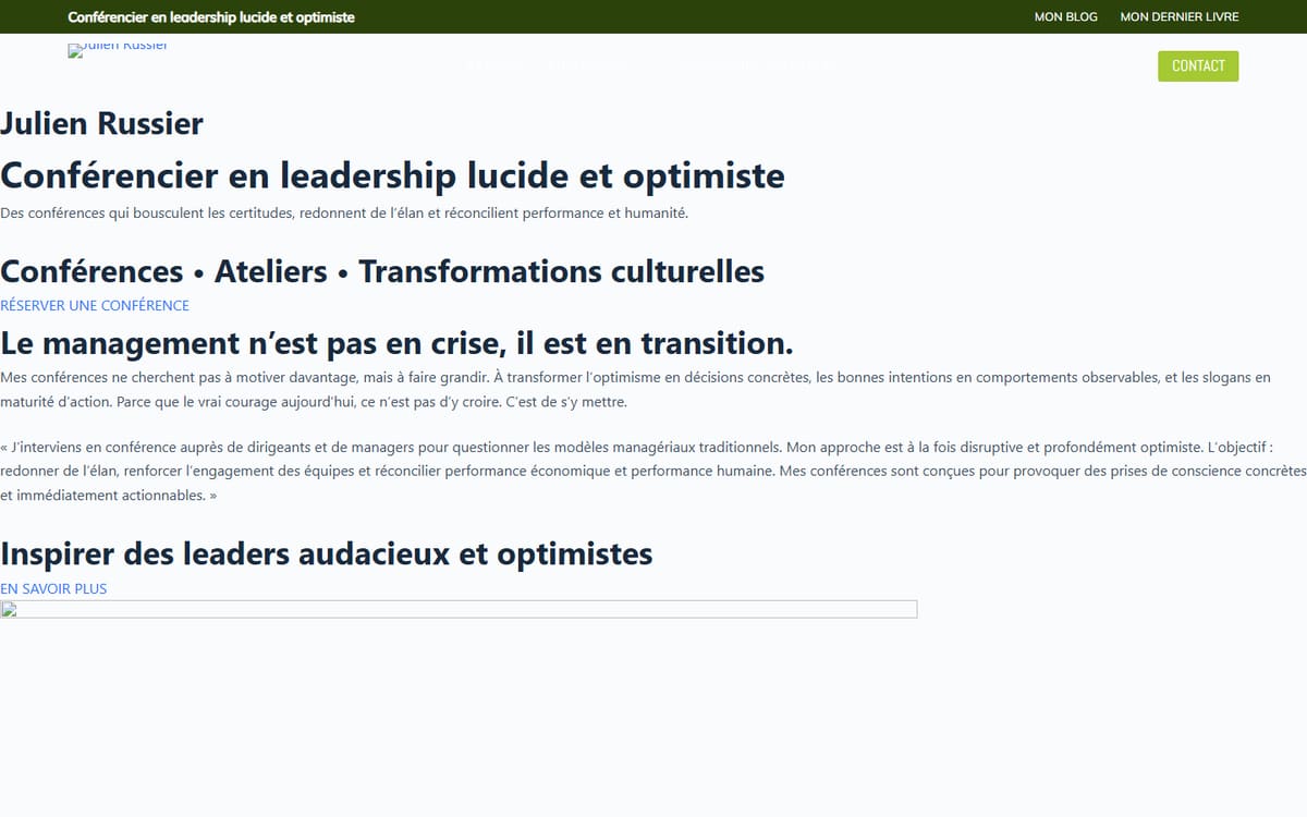 Capture de la page d’accueil du site officiel de RCI COACHING