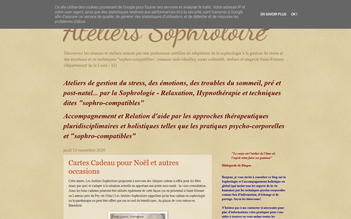 Capture de la page d’accueil du site officiel de Sophroloire