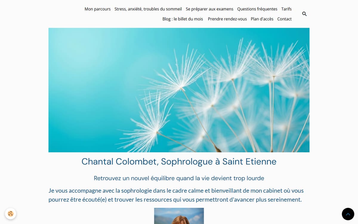 Capture de la page d’accueil du site officiel de SoZen, sophrologie à Saint-Etienne